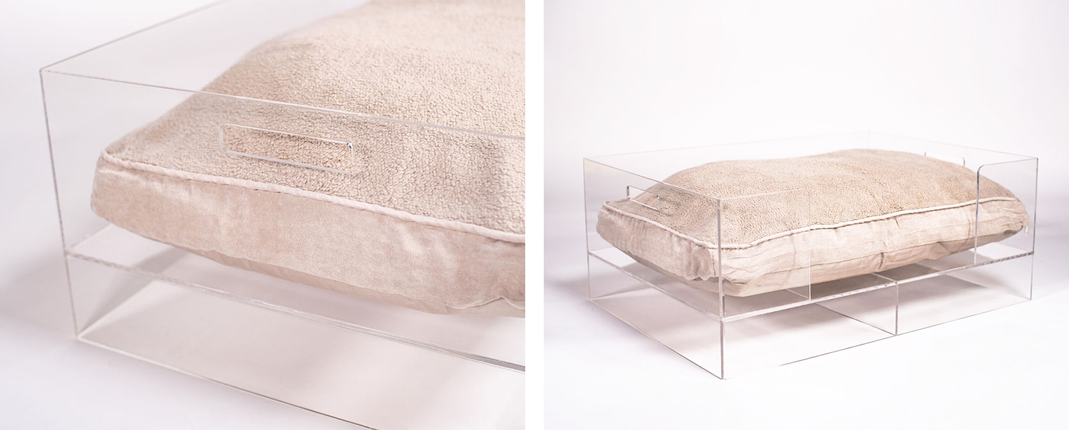 clear dog bed with handles