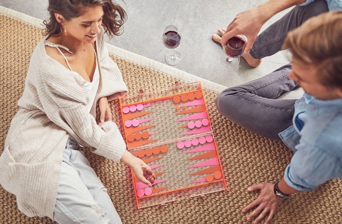 Sunny Life Acrylic Pink Orange Backgammon Set